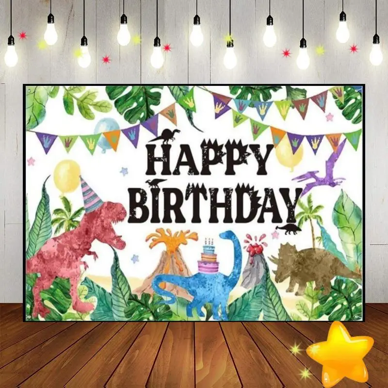 

Dinosaur Cartoon Themed Dicaron Background Photo Decoration Baby Shower Party Custom Birthday Backdrop Banner Photography Studio