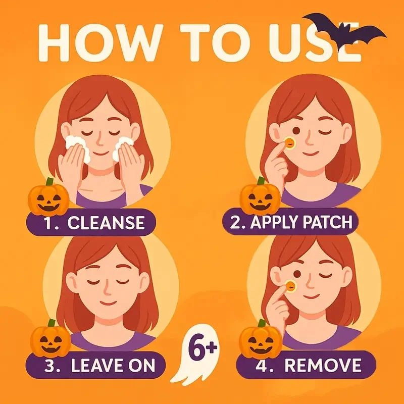 100 قطعة من رقع حب الشباب للهالوين من HITWORKER خالية من الكحول وخالية من العطور ومعبأة بشكل فردي تصميم خفاش ساحرة شبح لطيف للبشرة