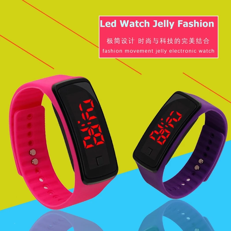 New Hot sale Electronics LED  Watch Jelly Fashion Youth Fashion silicone sports bracelet student Children's bracelet woman clock