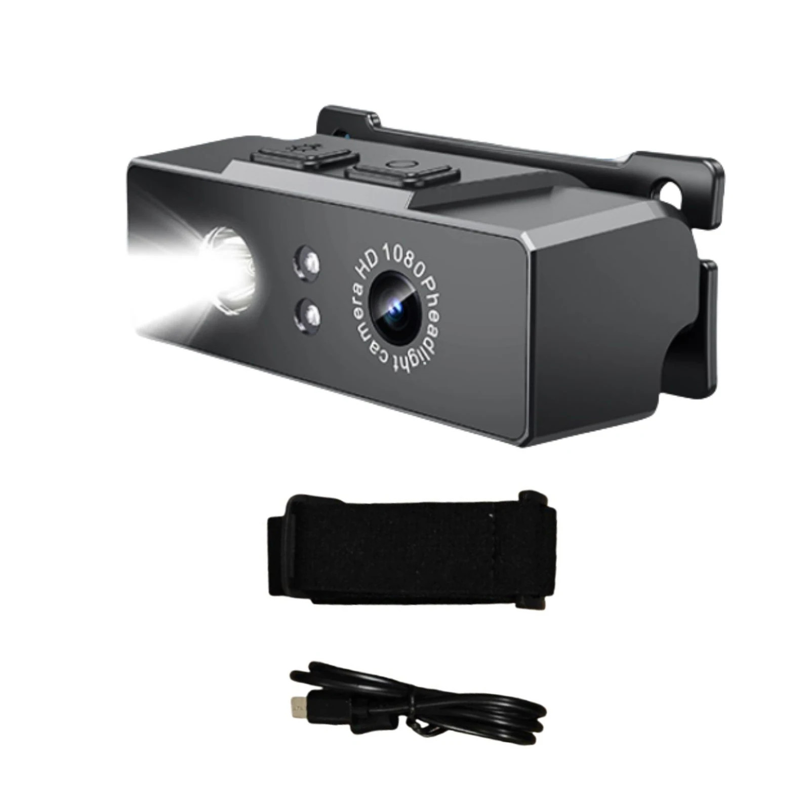 

Action Camera 1080P HD Head-mounted Camcorder Night Vision w/ LED Light Mini Action Camera Headlight Sports Cam Built in Battery