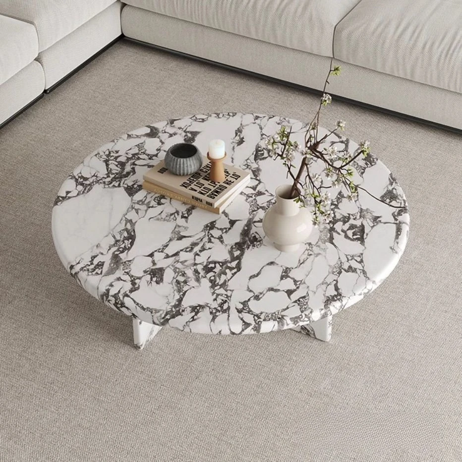 

Журнальный столик из натурального мрамора во французском кремовом стиле, овальный круглый итальянский лакированный верх и каркас из нержавеющей стали, термостойкий