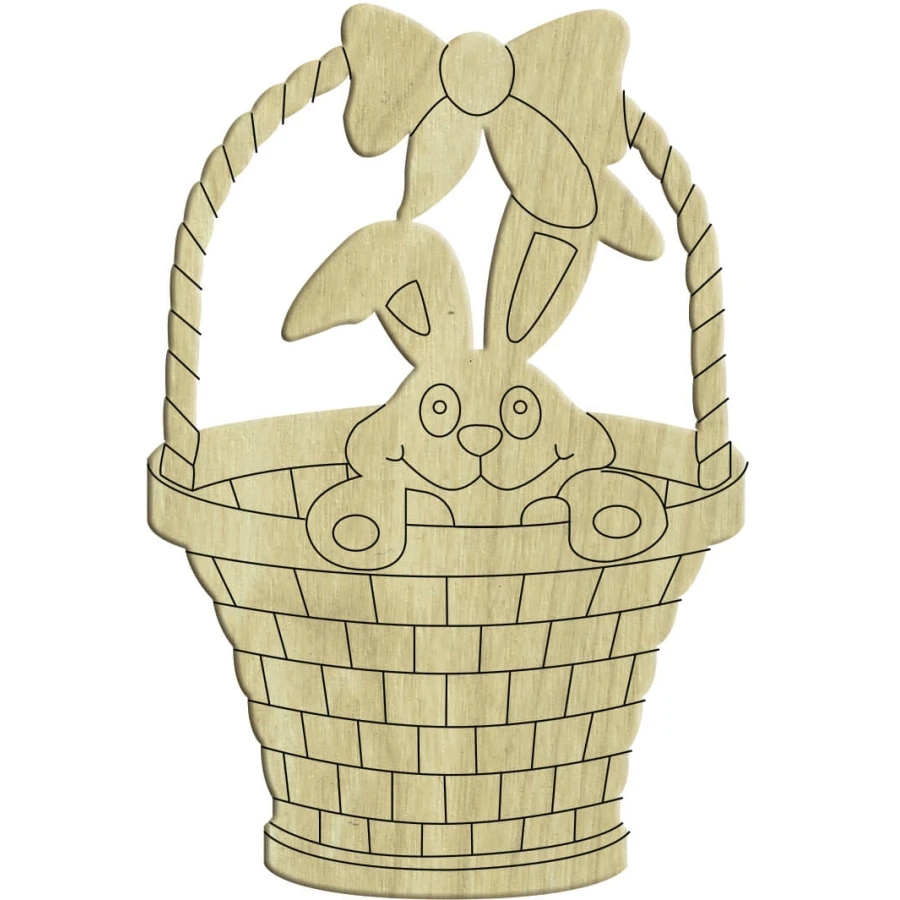 KD300 In Pots Rabbit Wooden Package Ornament, Hobby Wood Ornament