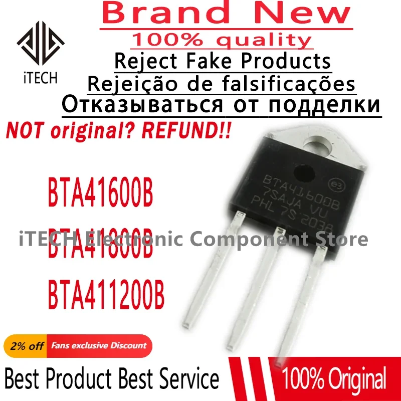 10pcs/Lot Original New BTA41600B BTA41800B TO-3P Imported Triac BTA41 600B 800B BTA41-600B BTA418008 BTA416008 100% New