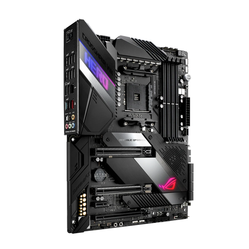 Imagem -02 - Asus Rog-crosshair Vii Placa-mãe Herói X570 Jogos Atx Soquete Am4 Suporte 5500 5600 5700x 5800x3d Cpu Ddr4 M.2 Nvme Pcie 4.0