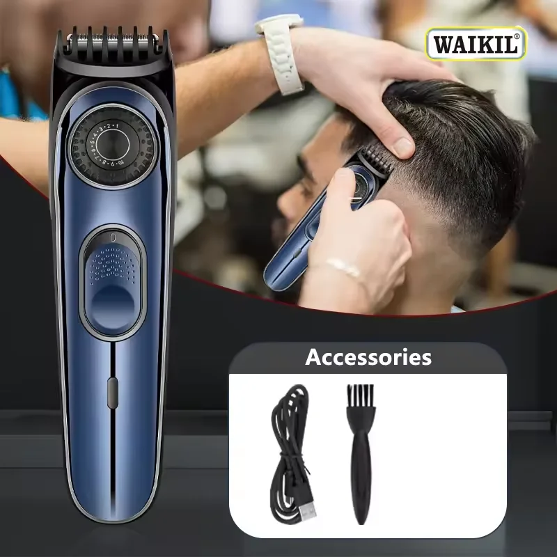 

WAIKIL Professional Men's Barber Oil Head Sculpture Electric Push Trimmer USB Charging Wireless hair clipper Electric pusher