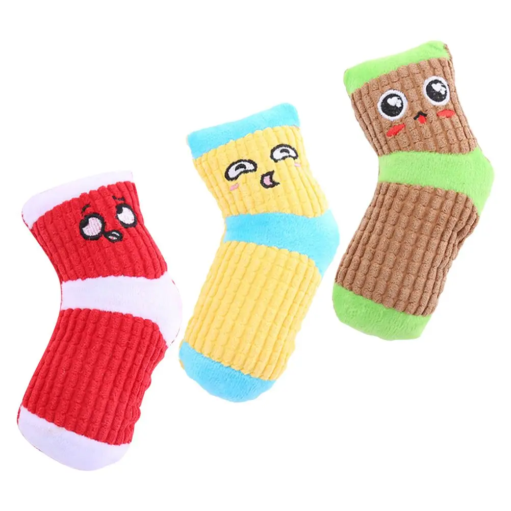 

3 Pcs Puppy Toys Dog Talking Squeaky Molar Biting Luxury Pet Interactive Socks Shaped Bite-resistant Plaything Baby