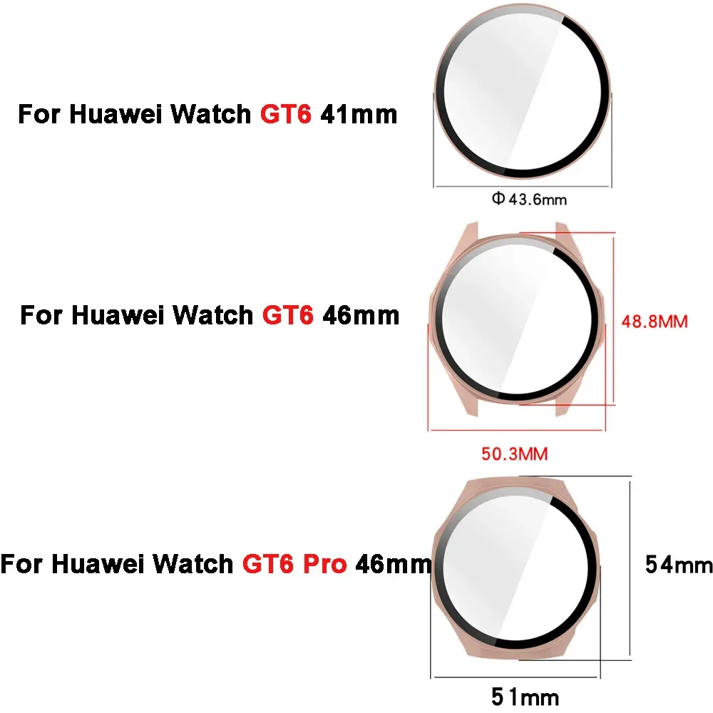 Hard PC Case Glass For Huawei Watch GT6 41mm GT6 Pro 46mm Full Cover Screen Protector Anti-scratch For Huawei Watch GT 6 46mm