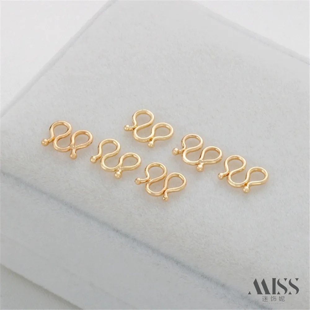 

14K Gold M Buckle S Buckle DIY Bracelet Necklace Ending W Connecting Buckle 8-shaped Hanging Buckle Joint Leather Rope Accessory