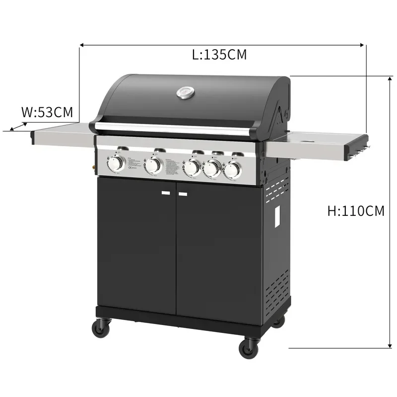 Large Outdoor Gas Grill for Garden Villa Patio American Style BBQ Cooking Station Heavy Duty Metal Barbecue