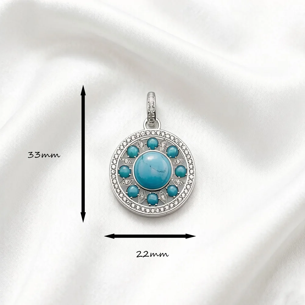Wisiorek Ozdoba Niebieska Marka Moda Modna Biżuteria Europa 925 Sterling Silver Akcesoria Prezent Dla Kobiet — zdjęcie 3