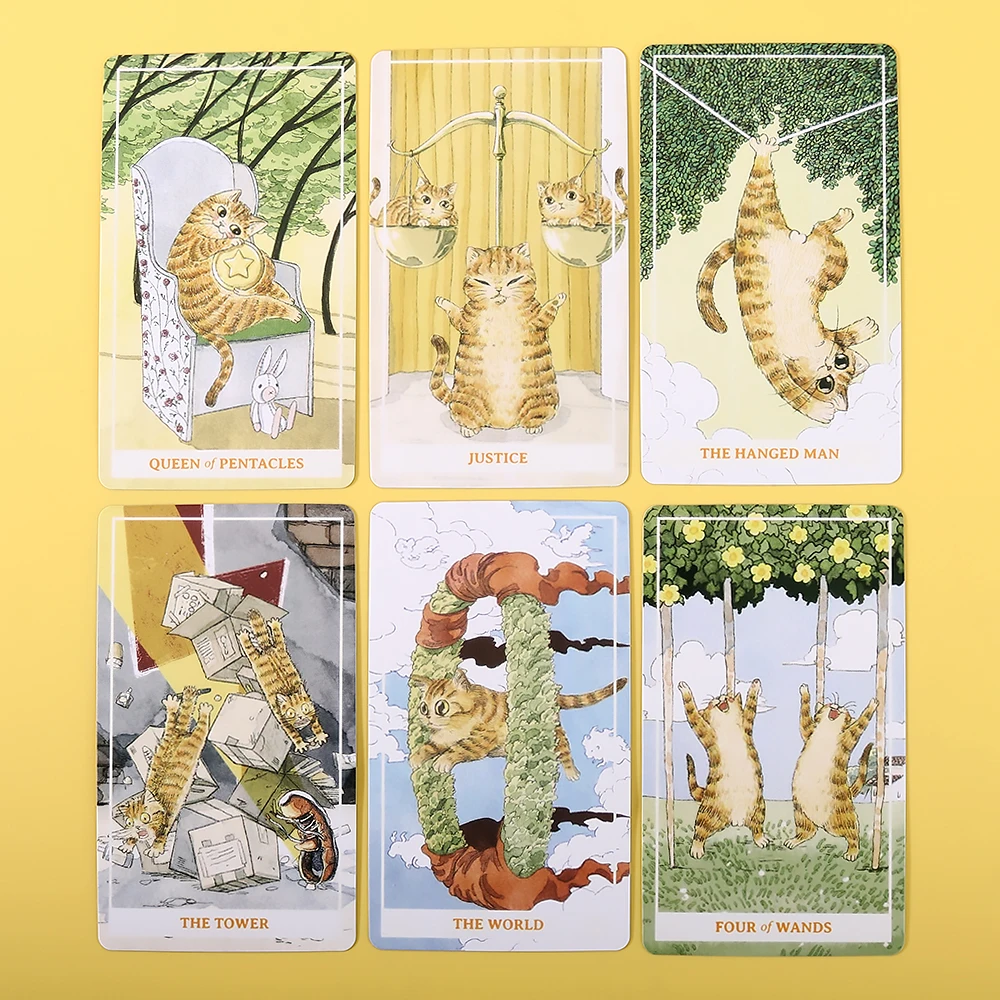 赤い箱のかわいい猫のタロットカードゲームカード、屋内マルチプレイヤーミニゲームカード、猫カード