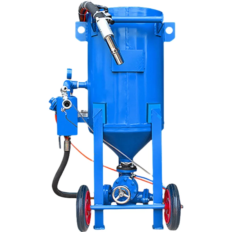 High Pressure Wet Mobile Sandblaster Pot Manual Sand Blasting Machine Use for Rust Removal Car Renovation Stone Texturing