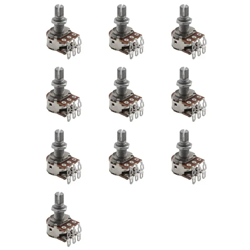 A06F-10Pc MN500K Dual Blend Balance Potentiometer(POT) Guitar Bass Volume Tone Control Switch