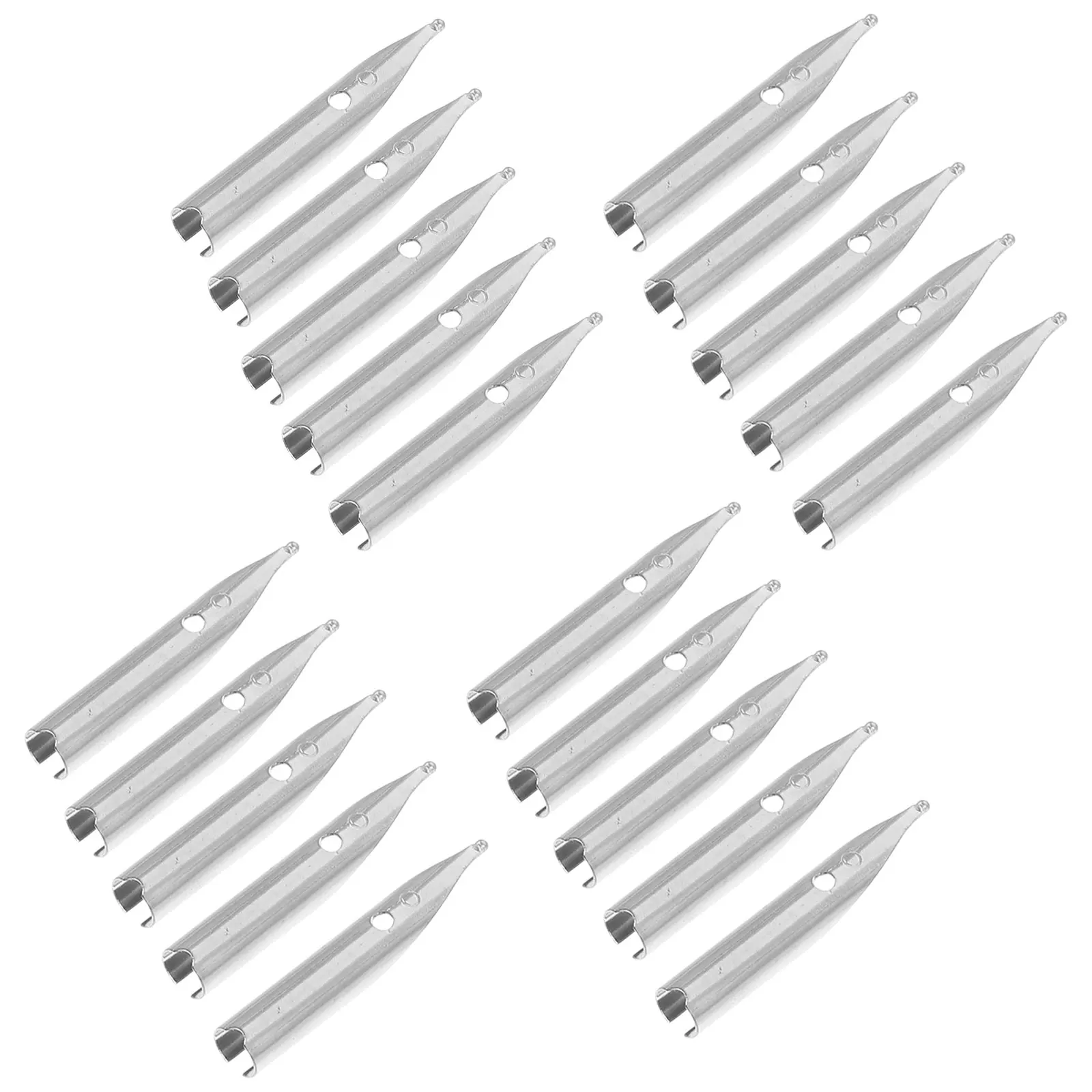 20pcs Multifunctional Pen Tip Replaceable Nibs for Calligraphy Fountain Pens Drawing Silver Refillable Student Metal