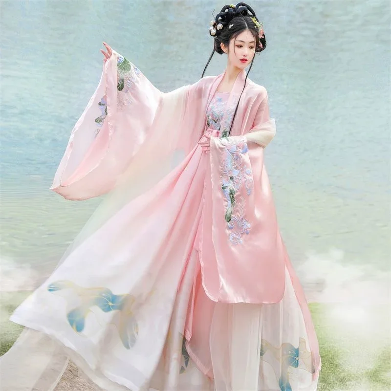 Vestido Hanfu para mujer, conjunto tradicional Hanfu de la dinastía Tang china, disfraz de Cosplay femenino, vestido de verano, ropa Hanfu