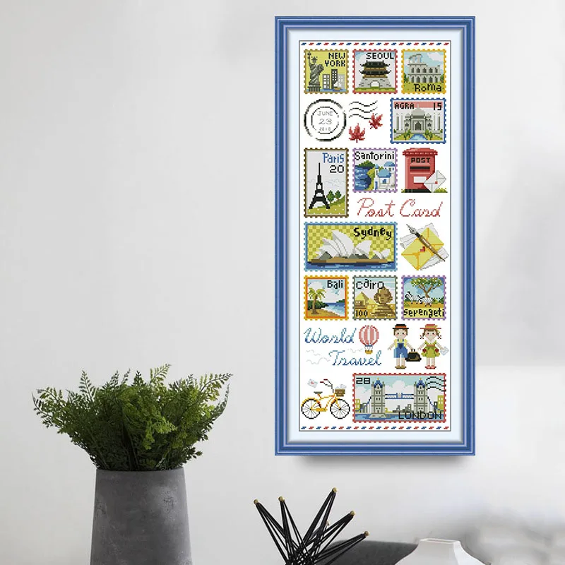 

Maydear Full Cross Stitch Kit,11CT/14CT/16CT/9CT Aida Fabric,DMC Threads Sewing Pattern Embroidery Set-Stamp Collection