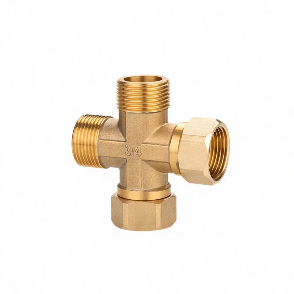Sturdy Brass Union Adapter G3/4 Four Way Pipe Fitting Plumbing Connector Water Heater Hose Hardware Component