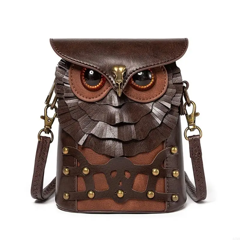 

G7NB Womens Cartoon Owl Shoulder Bag Girls PU Leather Crossbody Bag Coin Purse Medieval Bag for Daily Travel