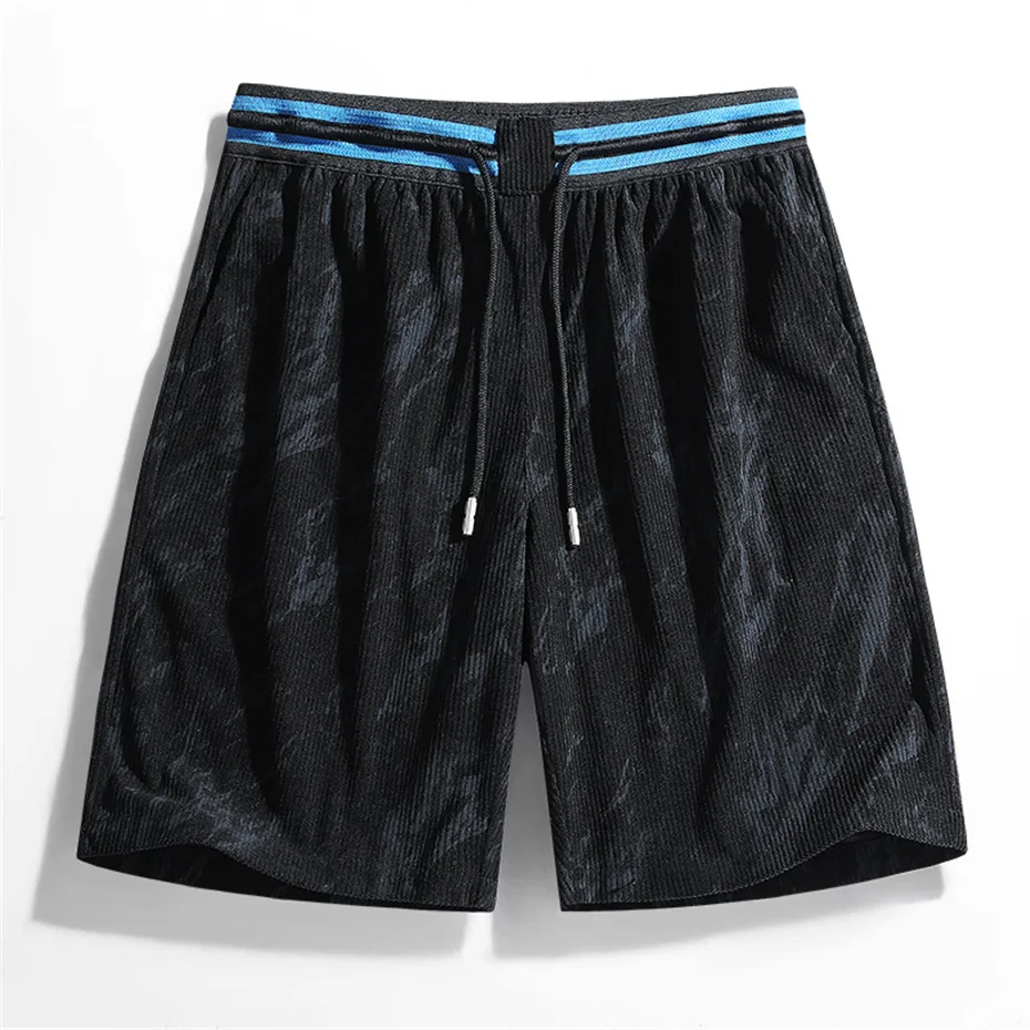 ฤดูร้อน Corduroy กางเกงขาสั้นผู้ชาย 5XL Plus ขนาดกางเกงขาสั้นแฟชั่น Casual Elastic เอวสั้นกางเกงชายขนาดใหญ่ 5XL