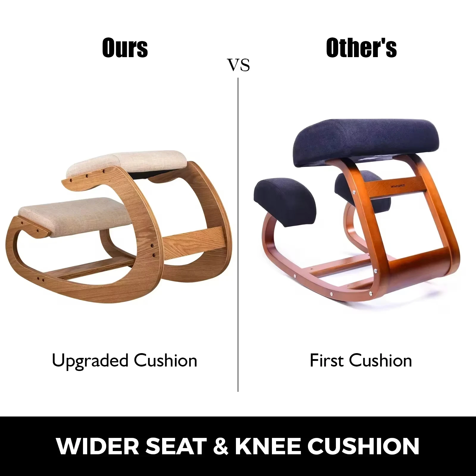 VEVOR Ergonomic Kneeling Chair Stool Thick Cushion Home Office Chair Improving Body Posture Rocking Wood Knee Computer Chair