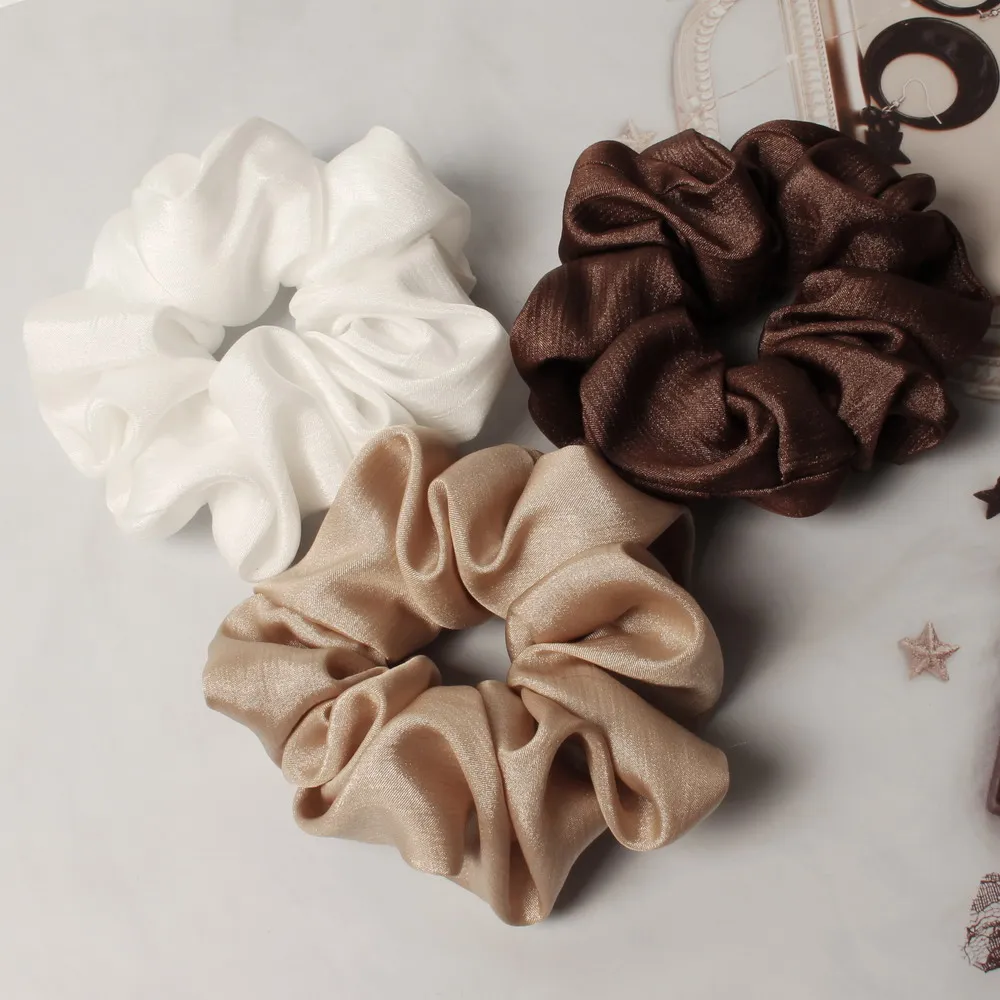

3pcs Scrunchies Elastic Hair Ties Women Girls Big Hairbands Ponytail Holder Hair Rubber Bands Solid Fabrics Scrunchie Headwear