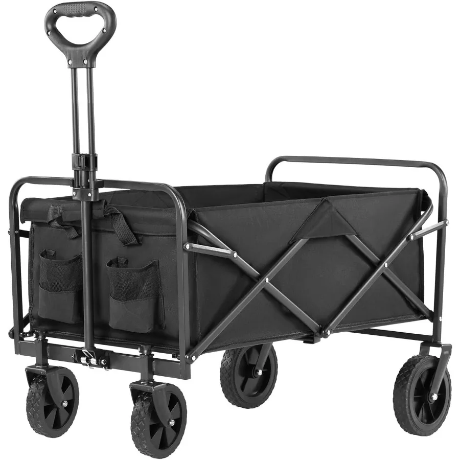 折りたたみ式30インチ食料品カート（車輪付き、調節可能なハンドルとブレーキ付き、ビーチ、庭、キャンプ、スポーツでの携帯用）