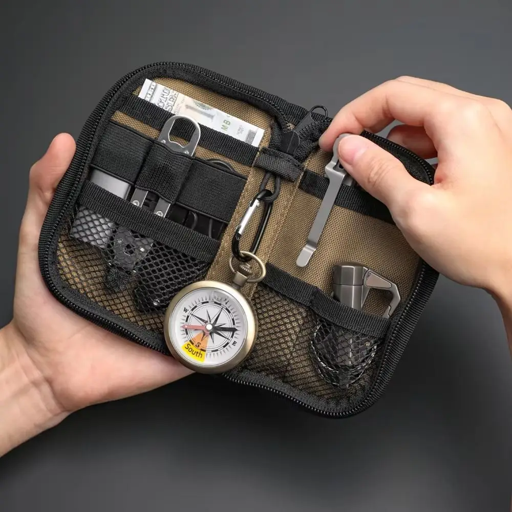 

Credit Card Wallet EDC Tool Storage Bag Sundries Bag Nylon Material EDC Pouch Pocket Multifunctional Black Color