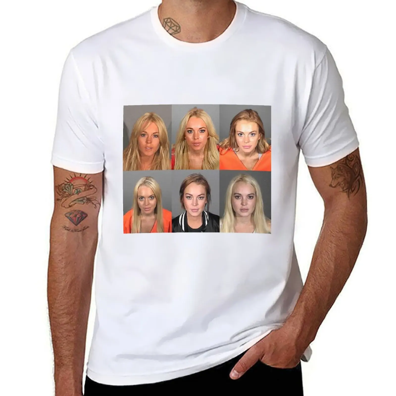

Lindsay Lohan Mugshot Funny T-Shirt Construction Work Tee Shirt