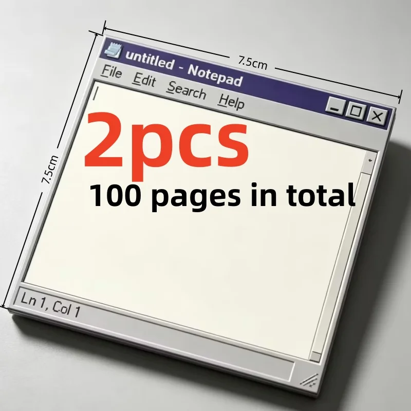 2 Packs Totaling 100 Sheets, Retro Computer Sticky Notes, Nostalgic Notepad Memo Pad, Retro Windows Style Self-Adhesive Reminder Notes, Message Notes, Office Markers