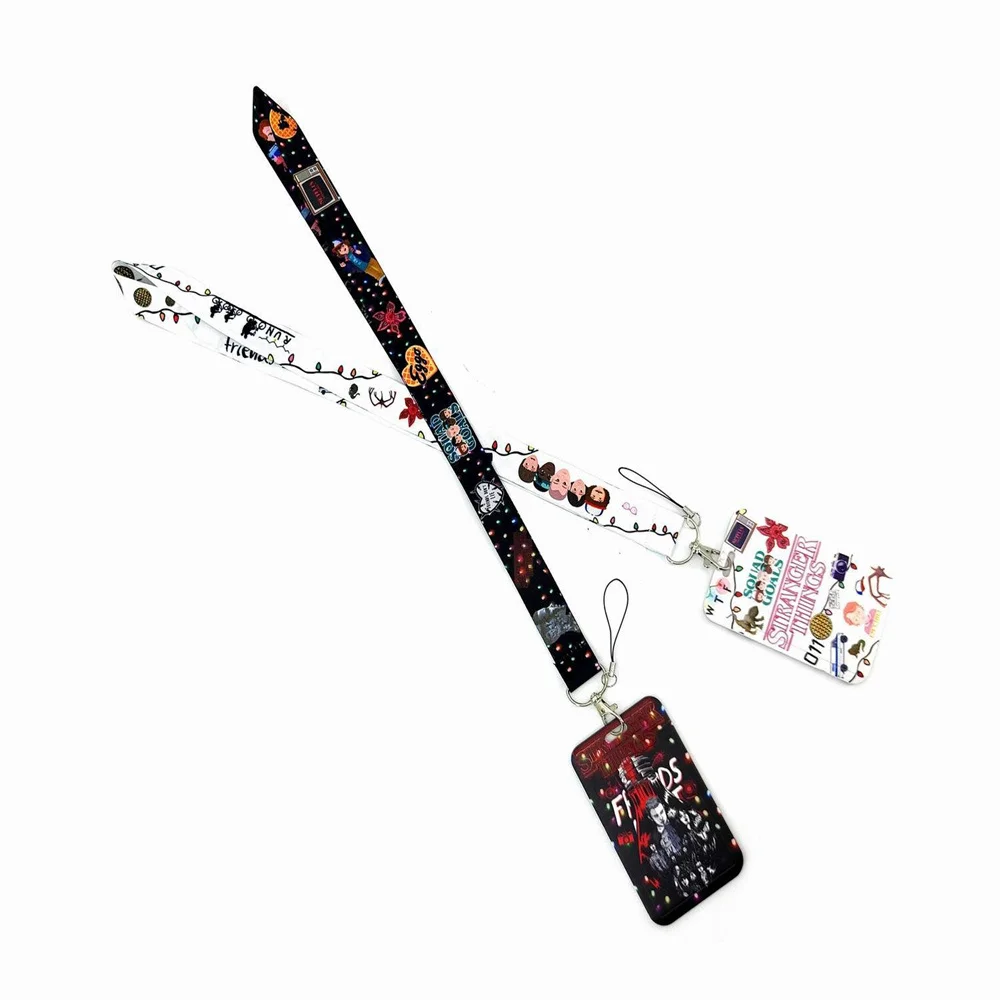 artoon PVC Card Cover Student Campus Hanging Neck Bag Card Holder Lanyard ID Card Holders key chain