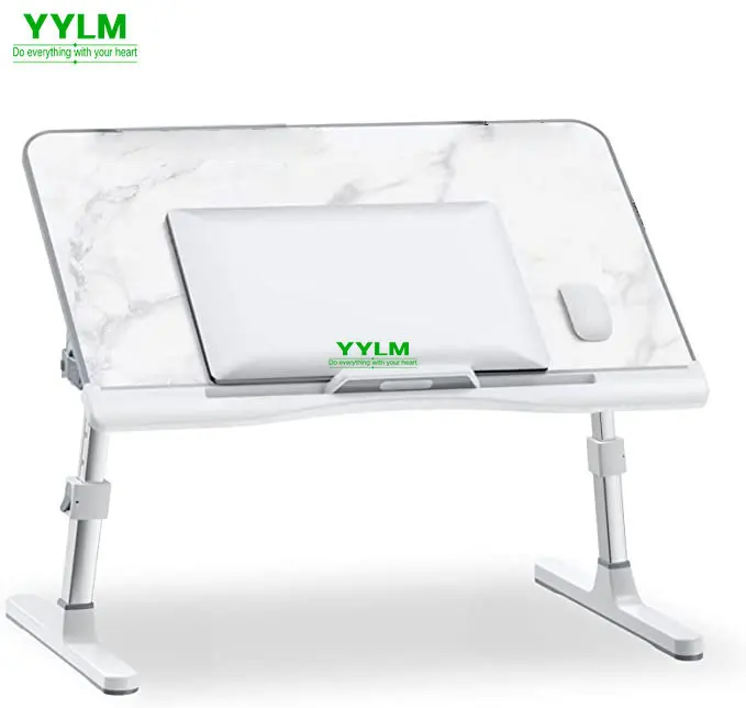 Adjustable Aluminum Laptop Desk Ergonomic Portable TV Bed Lapdesk Tray PC Table Stand Notebook Table Desk Stand With Mouse Pad