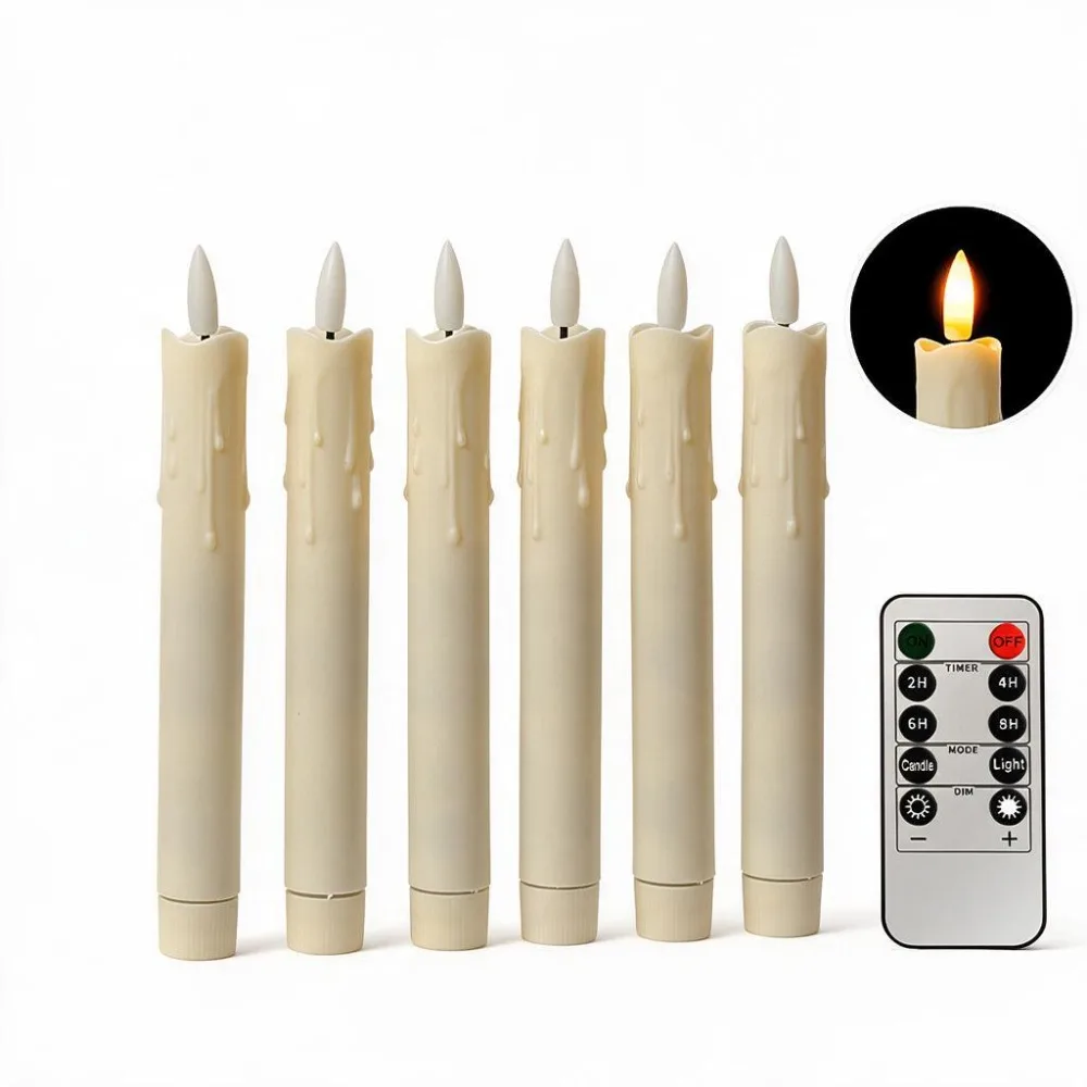 6PCS Simulated Flameless LED Candle Light With Remote Warm Light Electronic Candles Battery-powered Decorative