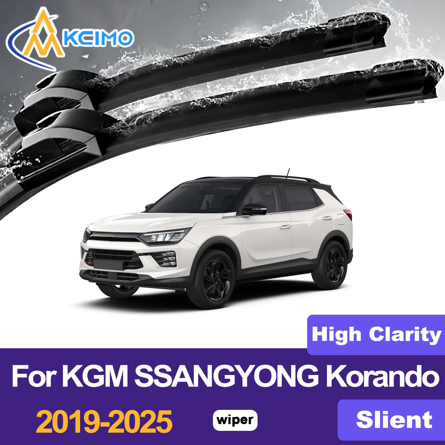 

KCIMO 2PCS Front Windshield Wiper Blades For KGM SSANGYONG Korando 2019-2025, Silent Effective Water Rain Removal Wiper Blades