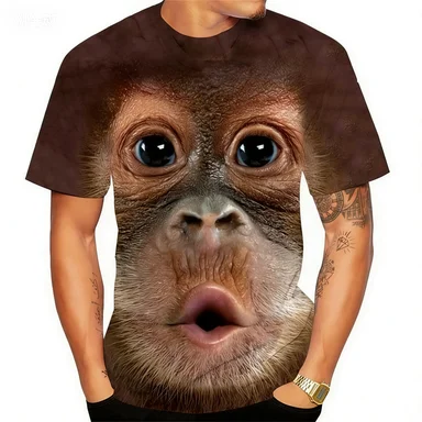 Summer Gorilla Print Unisex Short Sleeved Top T-shirt Men's Clothing