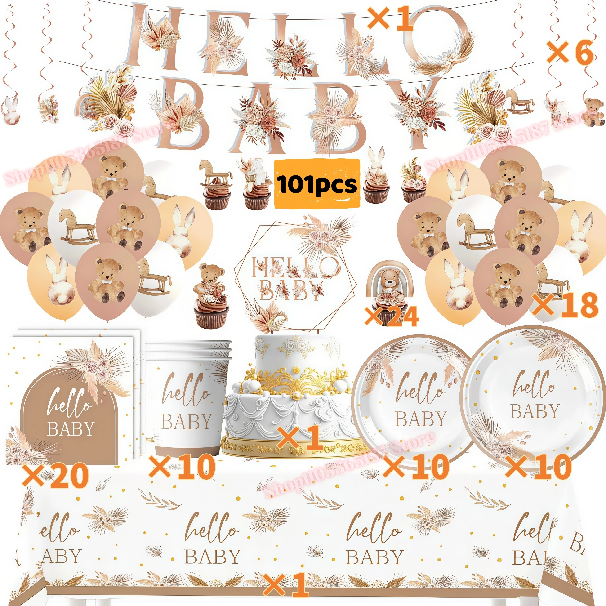 Hello Baby Geschlechts-Enthüllungs-Party-Zubehör Mädchen Junge Banner Flaggen Girlande Ballon für Babyparty 1. Geburtstag Dekoration – Detail 21