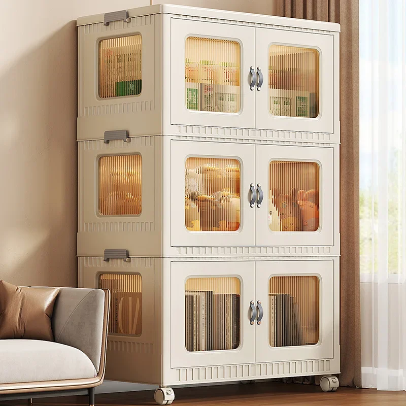 install storage cabinets, storage for household children, clothes and snacks, plastic folding lockers