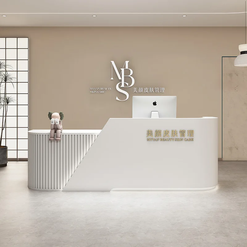 Beauty salon cashier, clothing store, modern bar counter, painted front desk, Arc hotel company reception desk, consultation ser