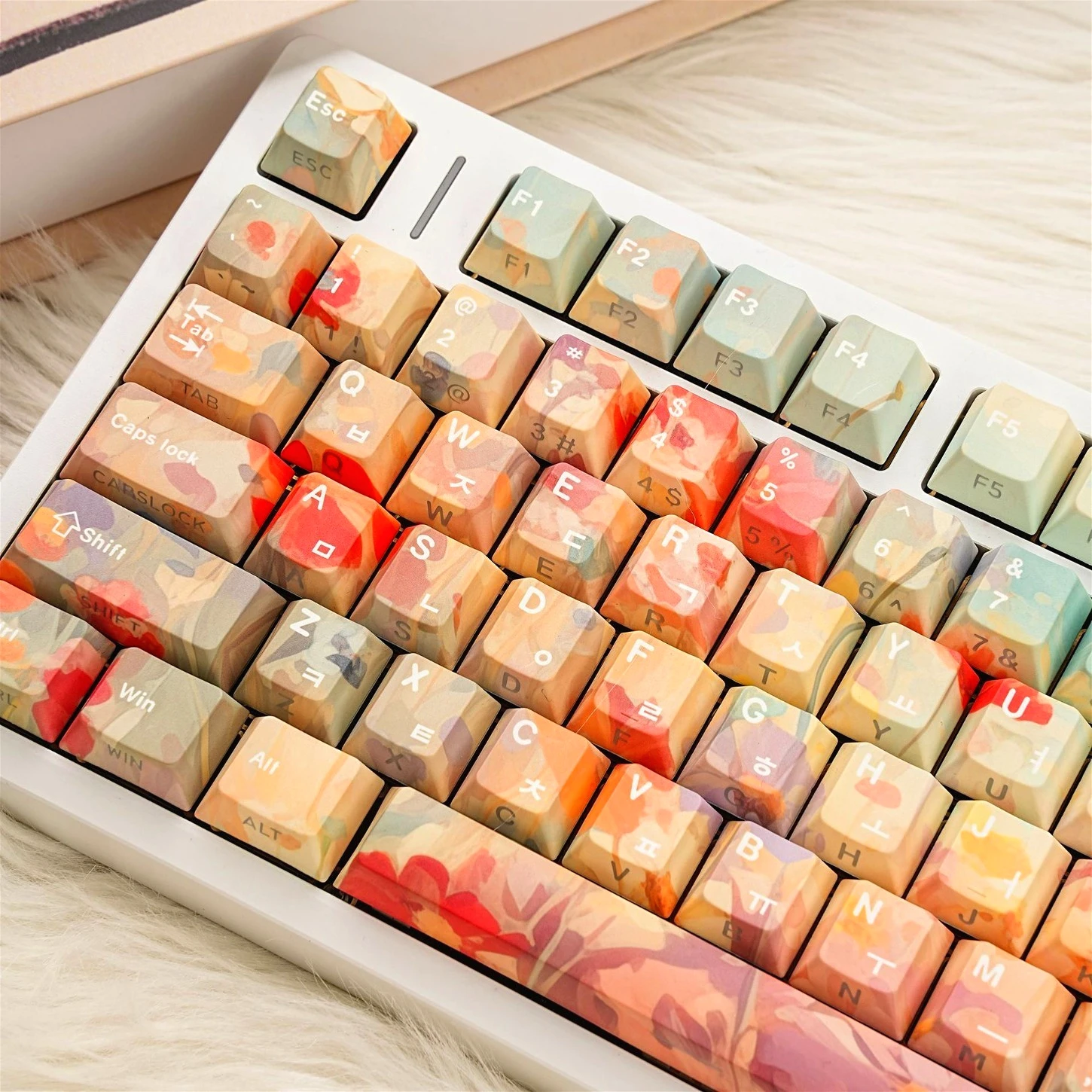 Garden Themed Side Carved Translucent Cherry Keycaps PBT 131 Key Multi Language Selectable Keycaps for Mechanical Keyboards