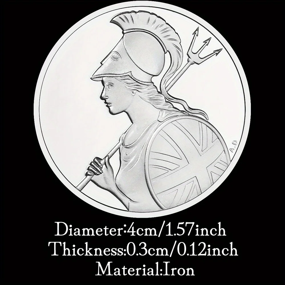 Goddess of Brittania Athena Collectible Silvery Plated Souvenir Coin Myth of North Europe Collection Art Commemorative Coin