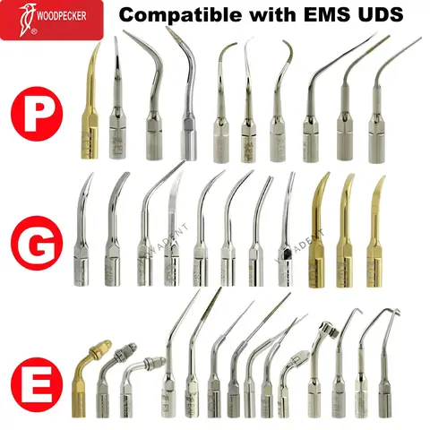 Woodpecker Dental Scaler Tips Ultrasonic Tooth Cleaning Machine Cutter Head Endo Perio Scaling Tips Fit EMS UDS Scaler Handpiece