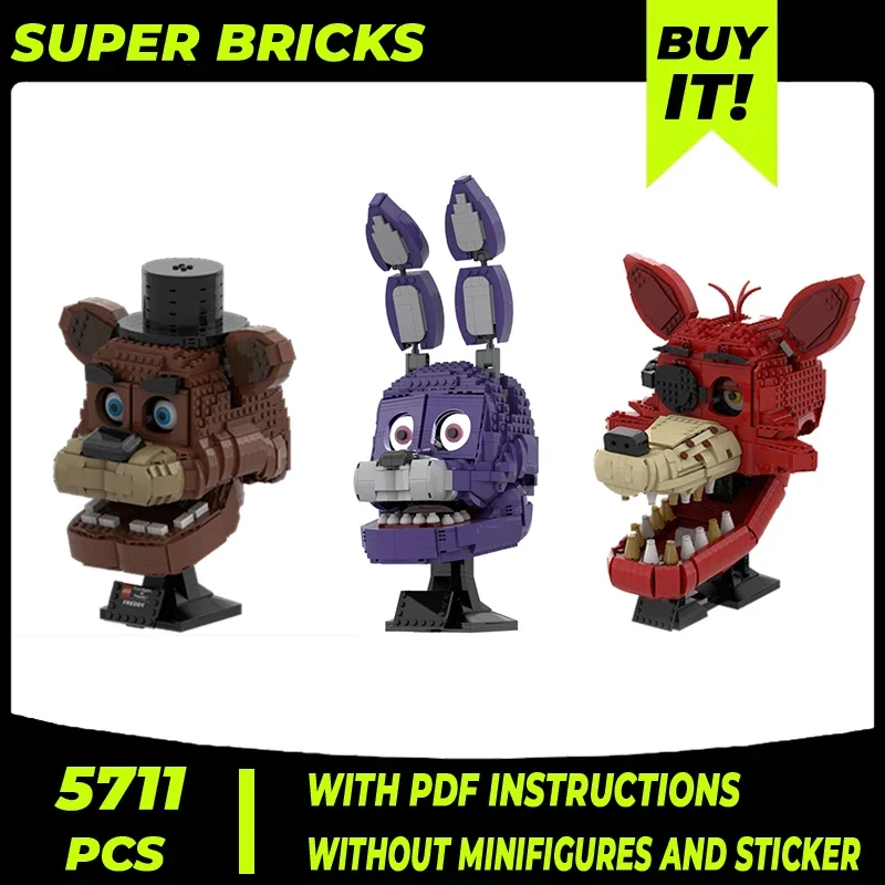 Popular Horror Game Model Moc Building Bricks Bonnie the Bunny Head Technology Blocks Gifts Christmas Toys DIY Sets Assembly