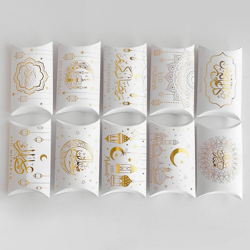 

10/20pcs Eid Mubarak Pillow Shape Candy Box Kraft Paper Gift Packing Decoration Ramadan Kareem Muslim Islam Party Supplies 2025