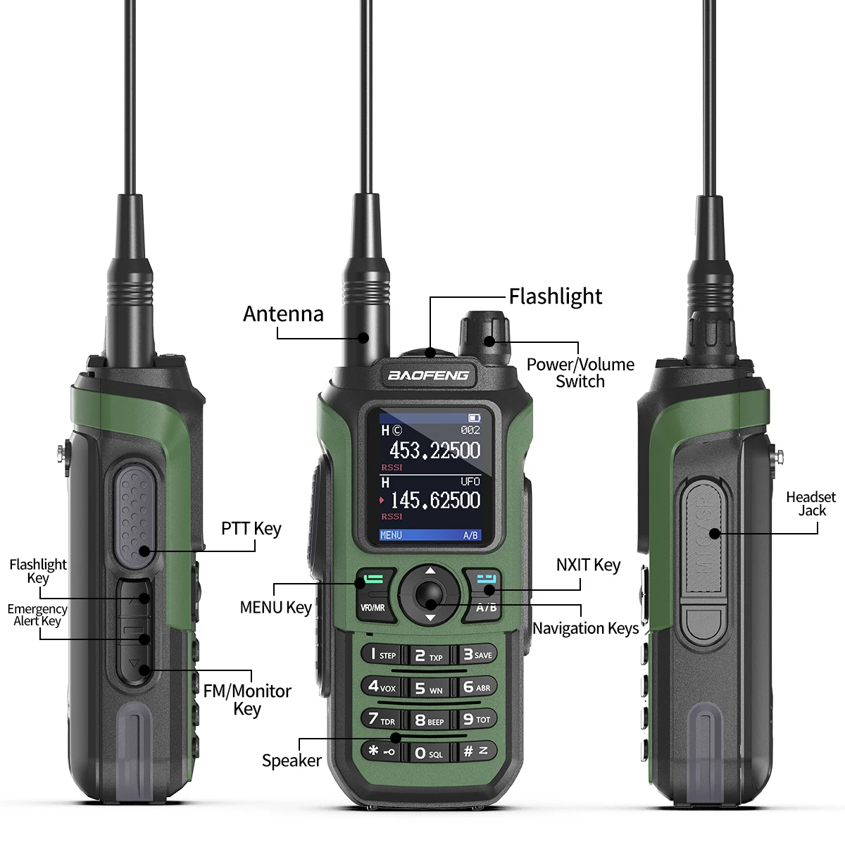 Baofeng UV-21 PRO V2 워키토키 장거리 무선 복사 주파수 C 타입 충전기, 풀 밴드 강력한 방수 양방향 라디오