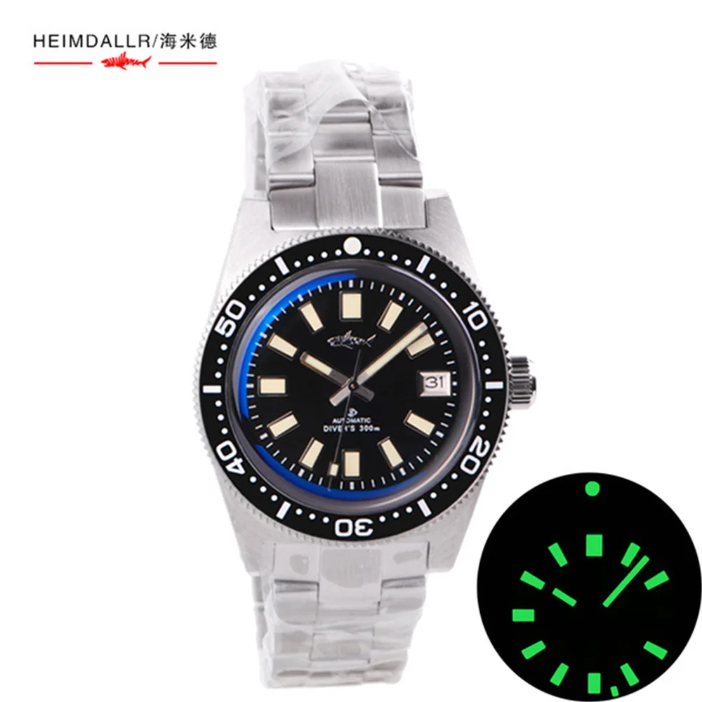 

Heimdallr 62MAS Automatic Watch Men NH35A Mechanical Diver Watch 300m Water Resistant Watches Vintage Sharkey Luminous Dial