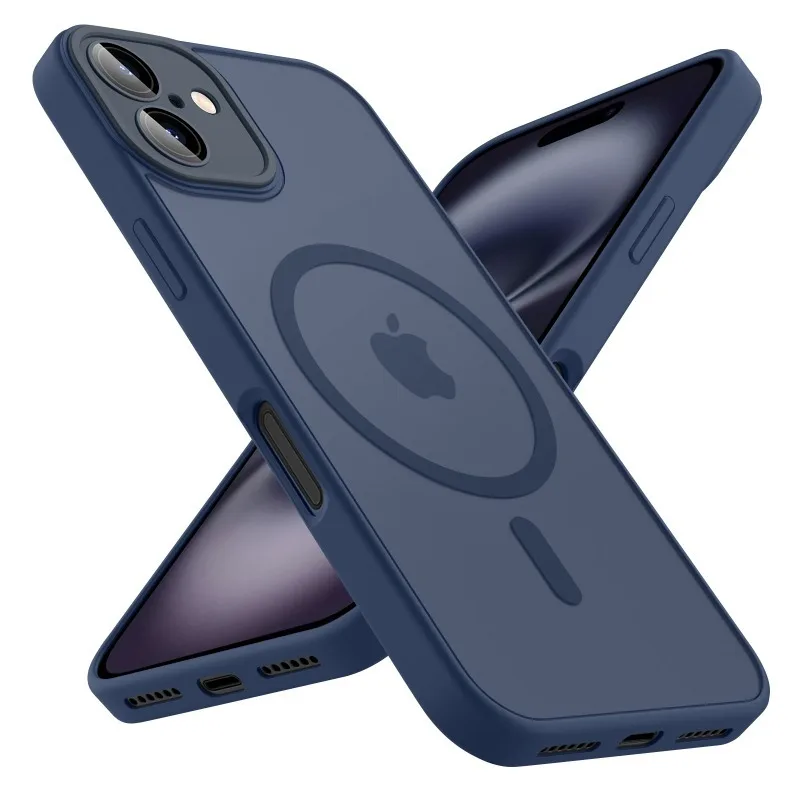 Luxuriöser Objektivschutz Matt Transluzente Magnetische Hülle für iPhone 18 17 16 15 14 13 Pro Max Kompatibel mit Magsafe Kabelloser Ladestation