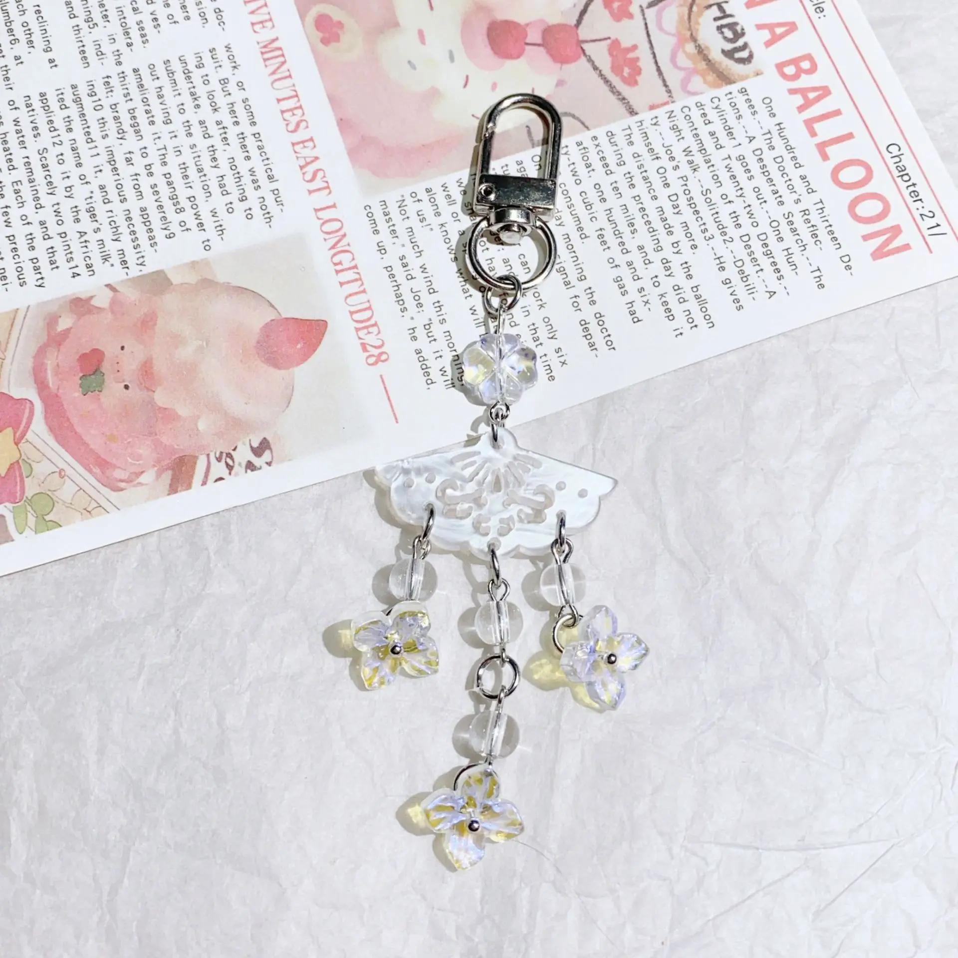 Handmade Keychain Handmade Beaded Flower Charm Car Pendant Keychain Lightweight Cherry Blossom Keychain For School Key Organizer