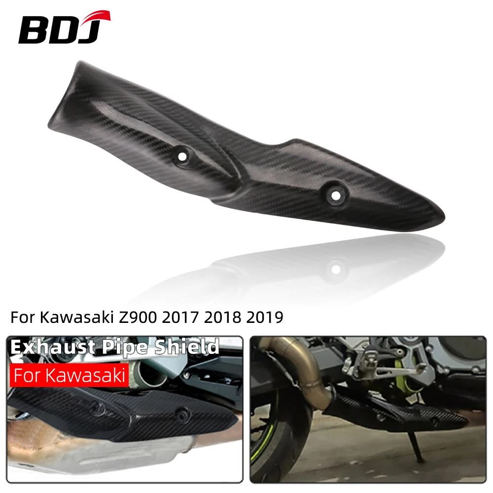 

BDJ Z900 2019 Carbon Fiber Exhaust Pipe Shield Exhaust Link Pipe Cover Heat Anti-scalding Guard For Kawasaki Z900 2017 2018 2019