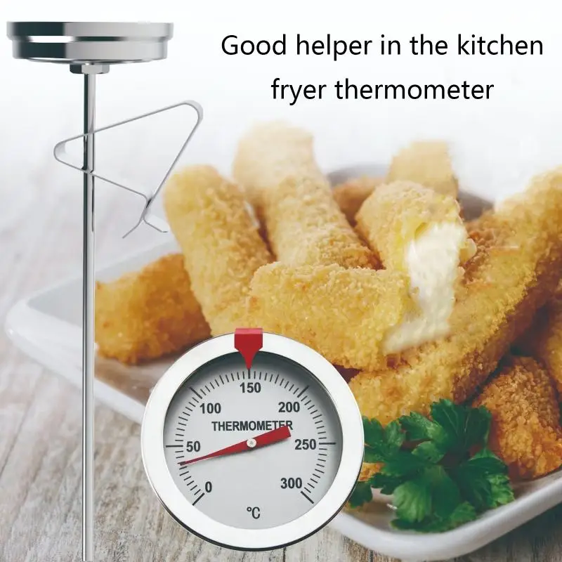 A2UD 150/300mm Probe Deep Fry Meat Turkey Thermometer for w/ 150/300mm Probe Stainless Steel for BBQ Grill Pot Pan Kettle 0-3