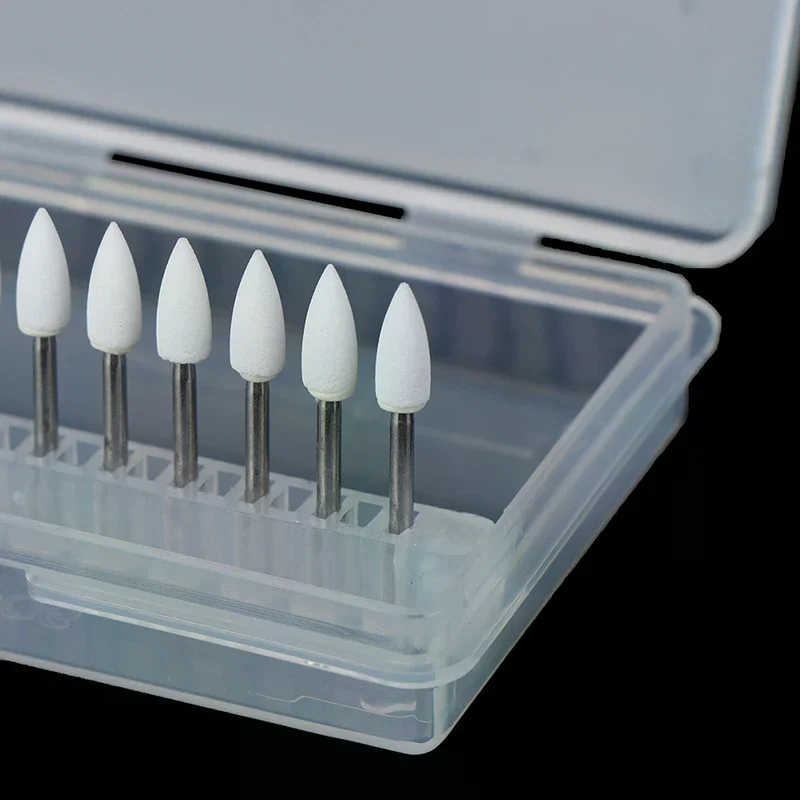 12pc / Set Dental White Polishing Stones Flame Cone shape burs Arkansas Stone view 2