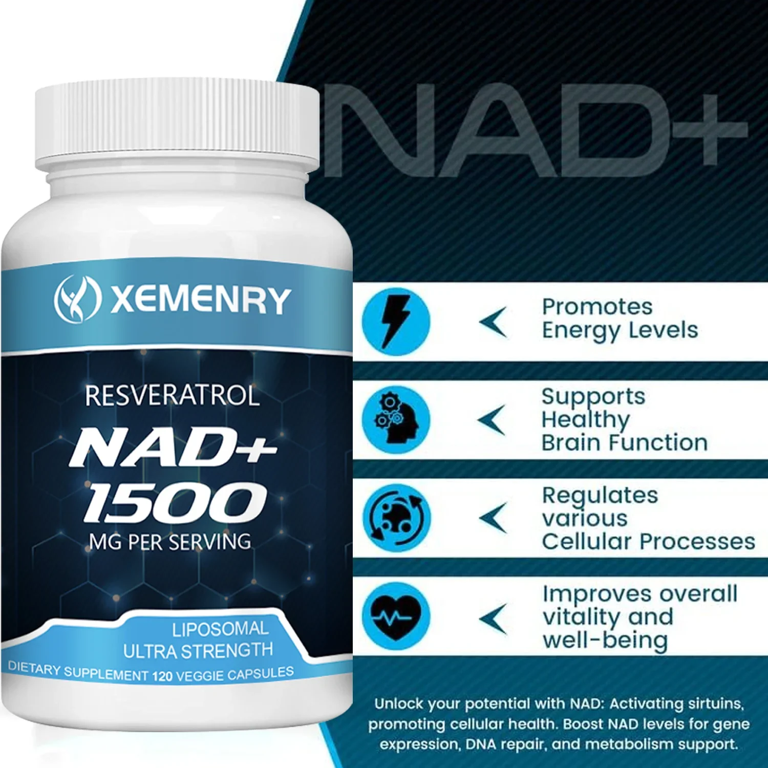 NAD + resveratrol-รองรับสุขภาพของเซลล์, ผิวขาว, การจัดการการเผาผลาญ